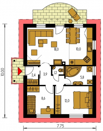 Mirror image | Floor plan of ground floor - BUNGALOW 11